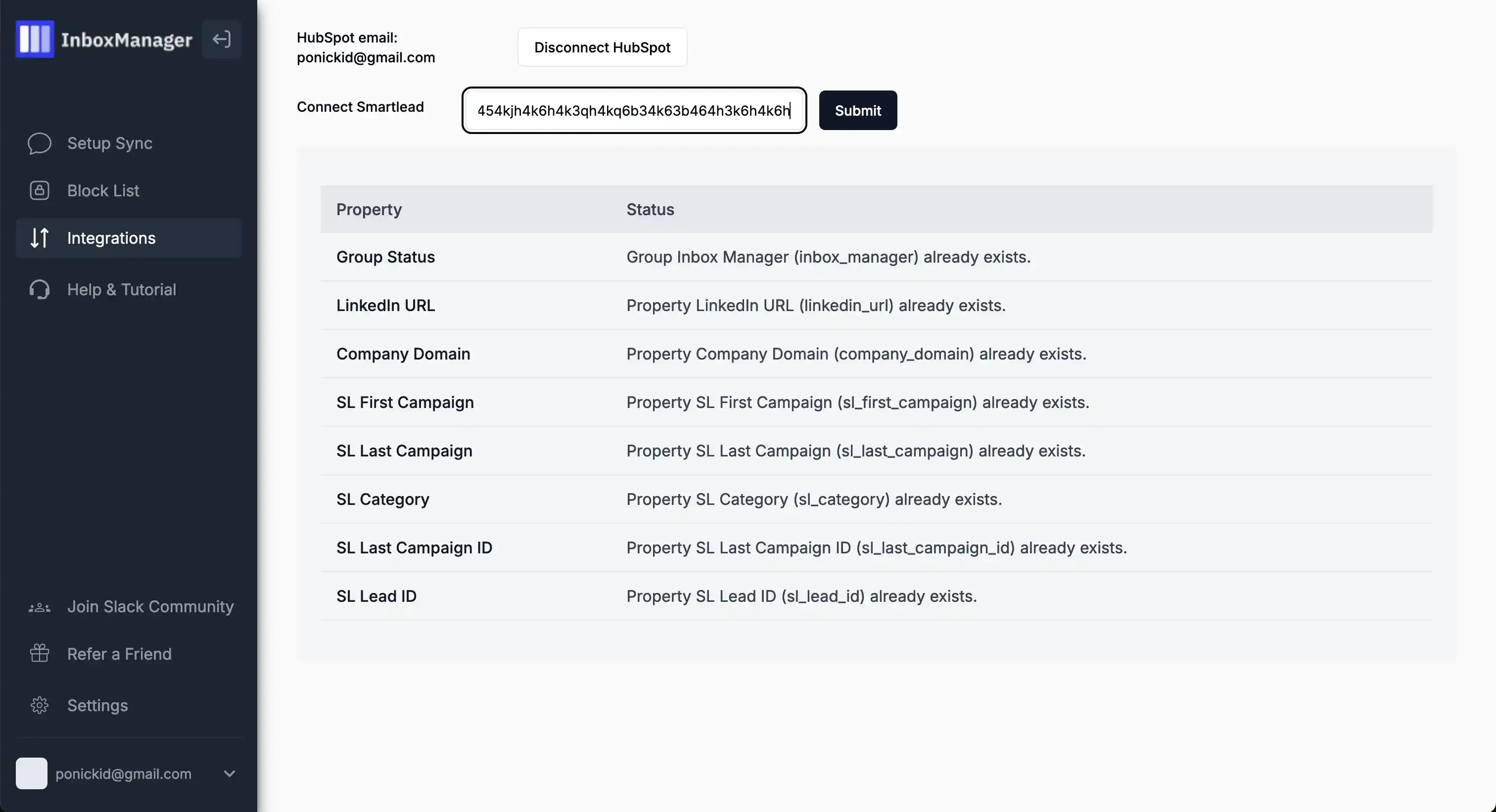 Smartlead HubSpot App - InboxManager — screen 4