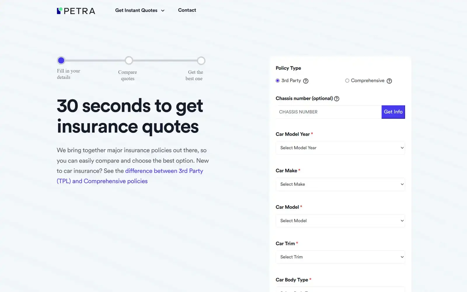 Petra Insurance Brokers — screen 1